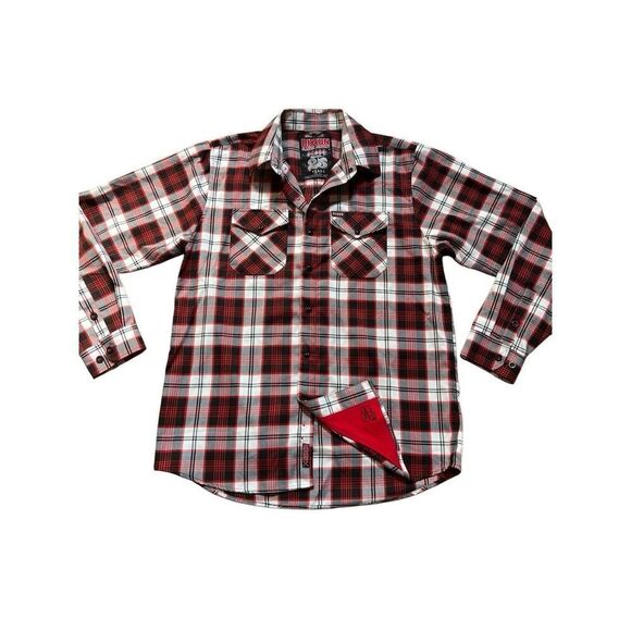 Dixxon Flannel Klock Werks 25 Year Limited Edition Red White Plaid Men’s L Snap - Picture 1 of 12